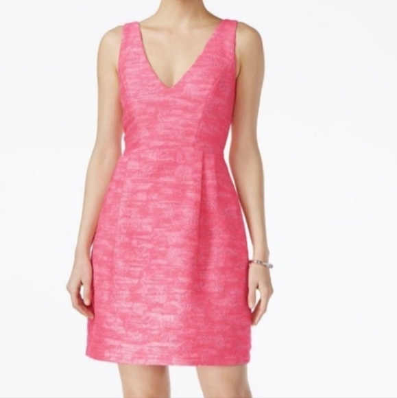 Betsey Johnson Dresses & Skirts - Betsey Johnson Hot Pink Tweed Shift Jacquard Dress S 4